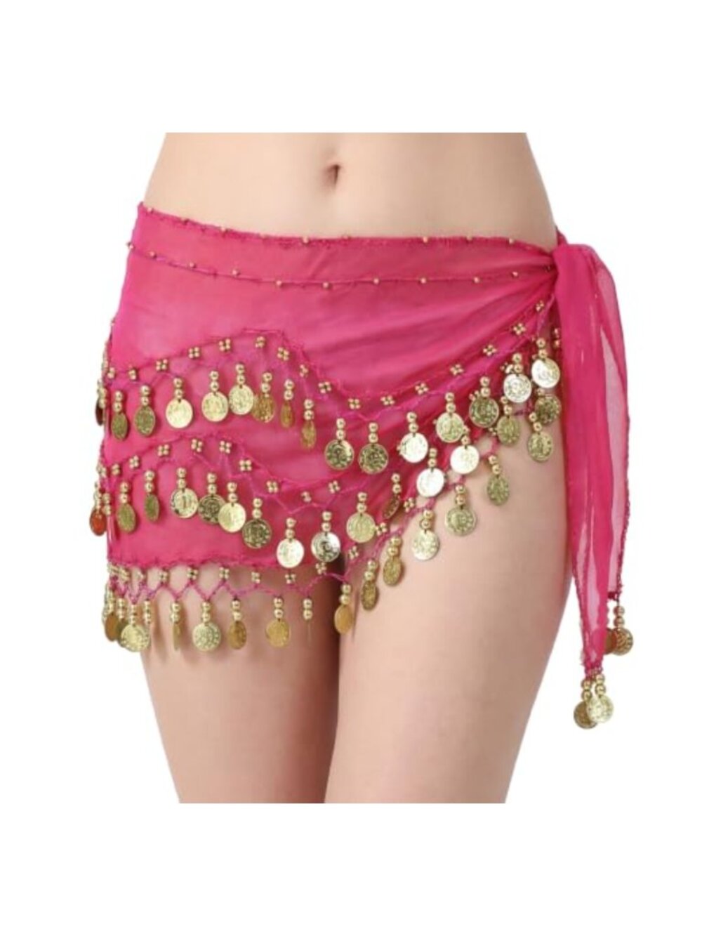 Chiffon Tassel Coin Belly Dance Hip Scarf Skirt for Women Festival Rave